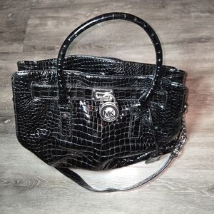 Michael Kors Black Crocodile-Embossed Women's Bag